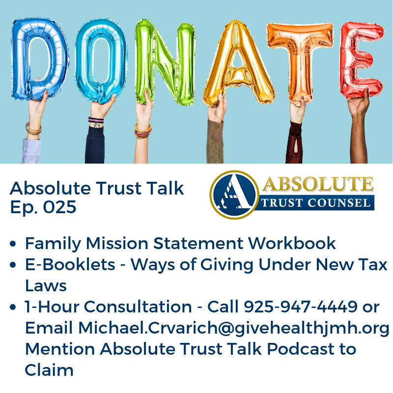 KirstenHowe's tweet photo. We’ve got three #free #resource opportunities with this month’s new #AbsoluteTrustTalk episode. Listen to our discussion on #legacyplanning to find out how to gain access. https://t.co/oJcdTcp1Kb @givehealthjmh #JohnMuirHealthFoundation #GiveHealth #CommunityHealth https://t.co/KMRCV8UMre