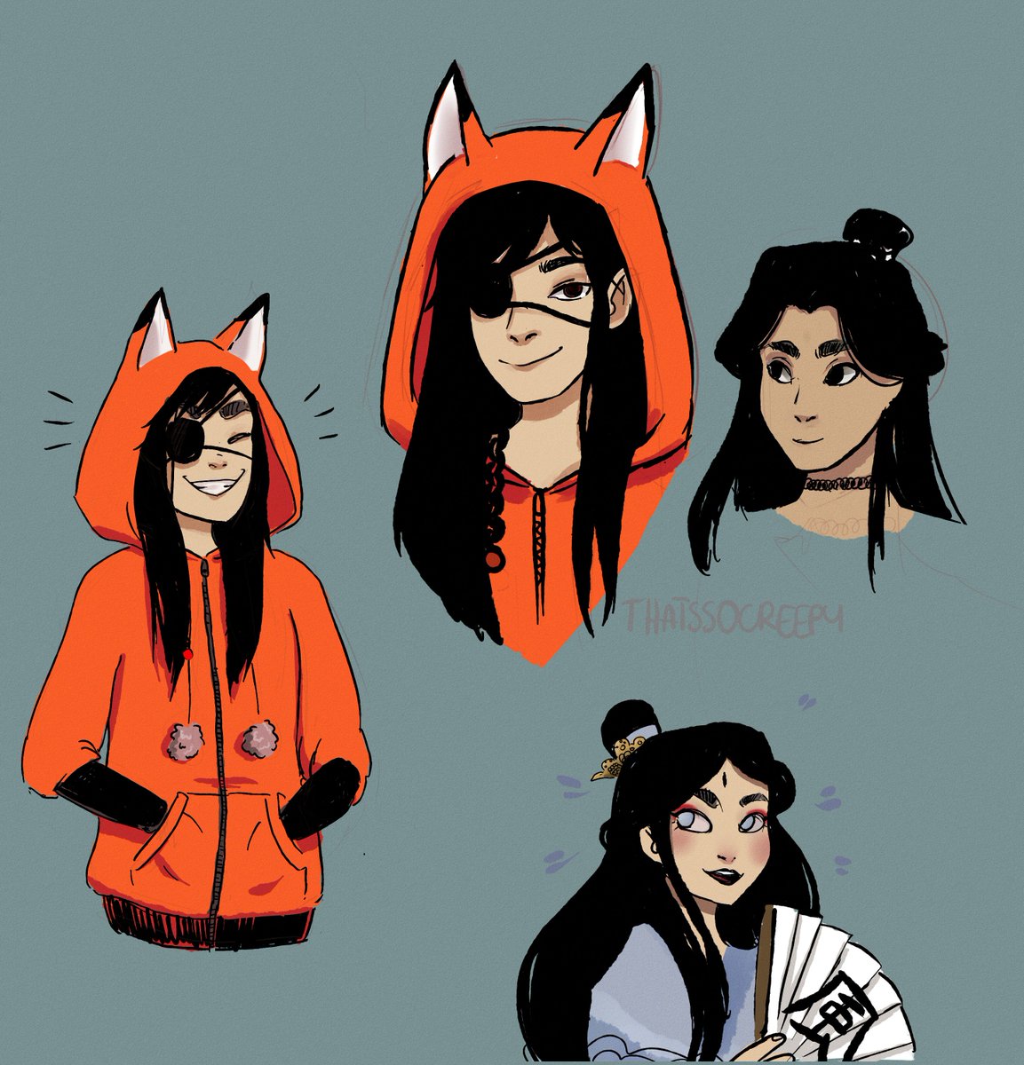 thatssocreepy_'s tweet image. Am I late for Hua Chongus ???? I really wanted to draw him in that hoodie and Dianxia in a tattoo chocker instead of cursed mark 
#chongus #huacheng #windmaster #tgcf  #hualian #天官赐福