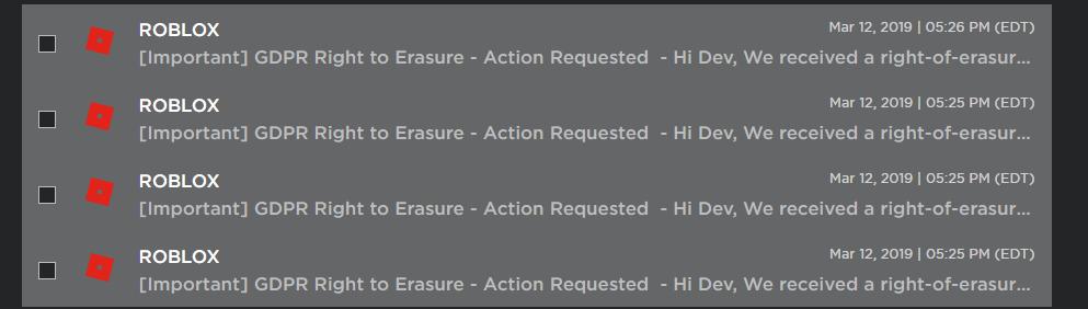 Roblox Right To Erasure Action Requested