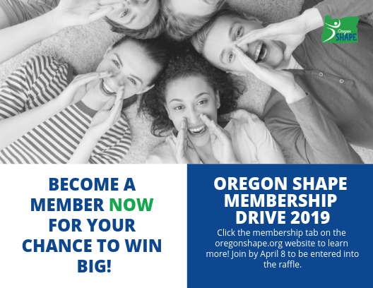 OregonSHAPE's tweet photo. Don't forget to get your #OSHAPE membership before April 8th! You will be entered to win some awesome swag! New and current members who refer a colleague could win 💰💰💰 Let's go! #physed #healthed https://t.co/Lm9NwZeuvL https://t.co/BaVObO1cfd