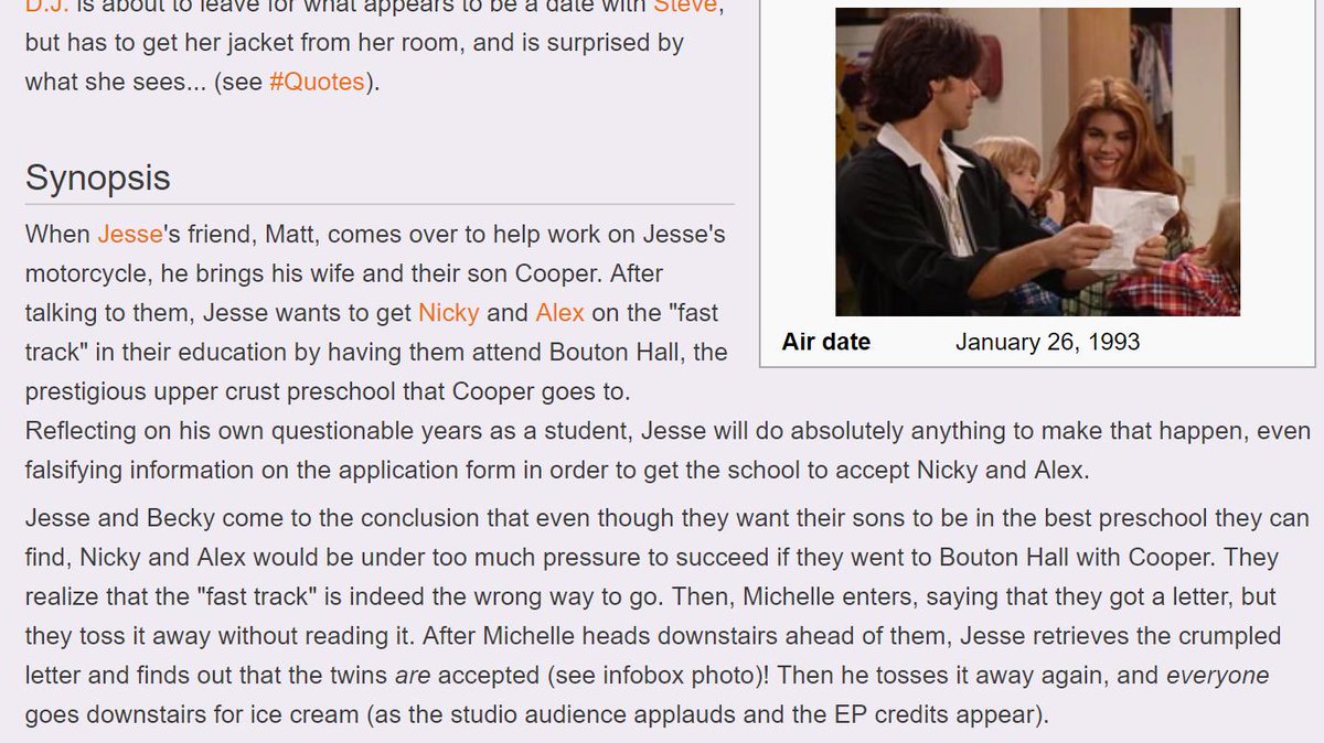 Coincidentally, the Federal allegations against actress Lori Loughlin in the college admissions bribery scheme share a passing resemblance to an episode of "Full House" when she was on the show as Aunt Becky: fullhouse.fandom.com/wiki/Be_True_t… (ht /u/henry_fords_ghost)