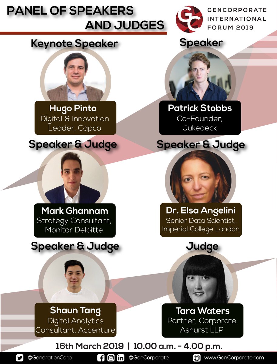 gencorporate_'s tweet photo. With just 4 days left, sign up now for the chance to meet our speakers &amp; engage with their areas of expertise!

Join us on the 16th of March and be a part of tomorrow's today.
#GIF2019: https://t.co/QHKtux1gDP …
SIGN UP LINK: https://t.co/jIIGcLlB4d https://t.co/NRTB1oaDYd