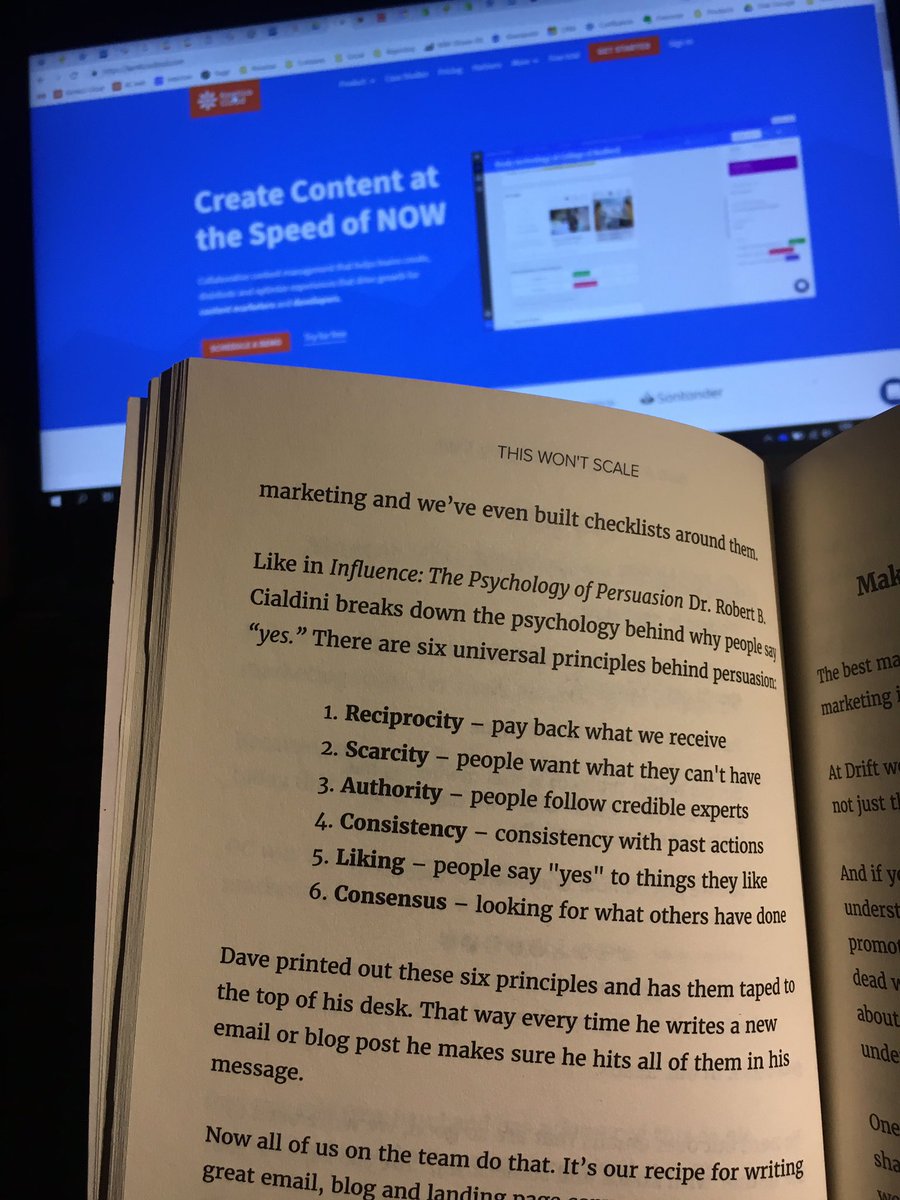 vojtech_boril's tweet photo. @Drift‘s #ThisWontScale is a tiny little book. Honestly I expected another #ProductMarketing fluff, but it’s different. And it reminded me Cialdini’s why people say “yes”:
1) reciprocity
2) scarcity
3) authority
4) consistency
5) liking
6) consensus
Thanks @davegerhardt & team https://t.co/lQC3PlJ6xF