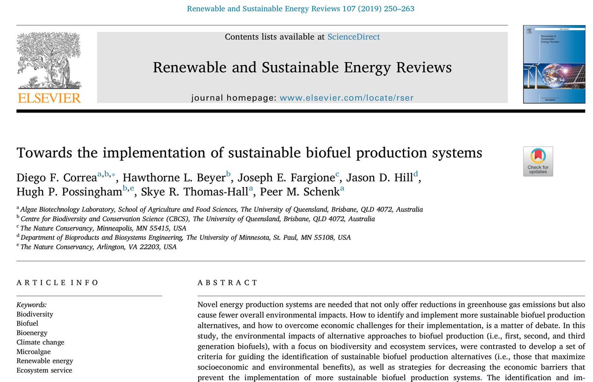 The articulation of #policies at global, national, and regional scales can foster the adoption of more sustainable #biofuels @UQ_CBCS <a href="/ARC_CEED/">CEED</a>  doi.org/10.1016/j.rser… 
#biodiversity #renewable #microalgae
Download it for free until April 30 authors.elsevier.com/a/1YiSn_V0xO-a…