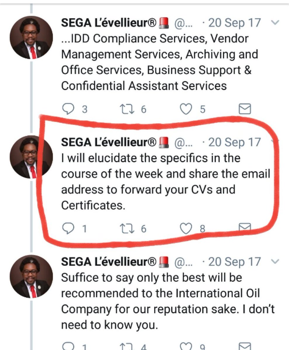 This was an unprecedented move, where an IOC advertized & recruited through  @segalink by tweets. T'was a farce. Unfortunately, many of d victims received Sega's banking details for payment through his Aliensmedia email which he deliberately didnt state when he tweeted d scam.