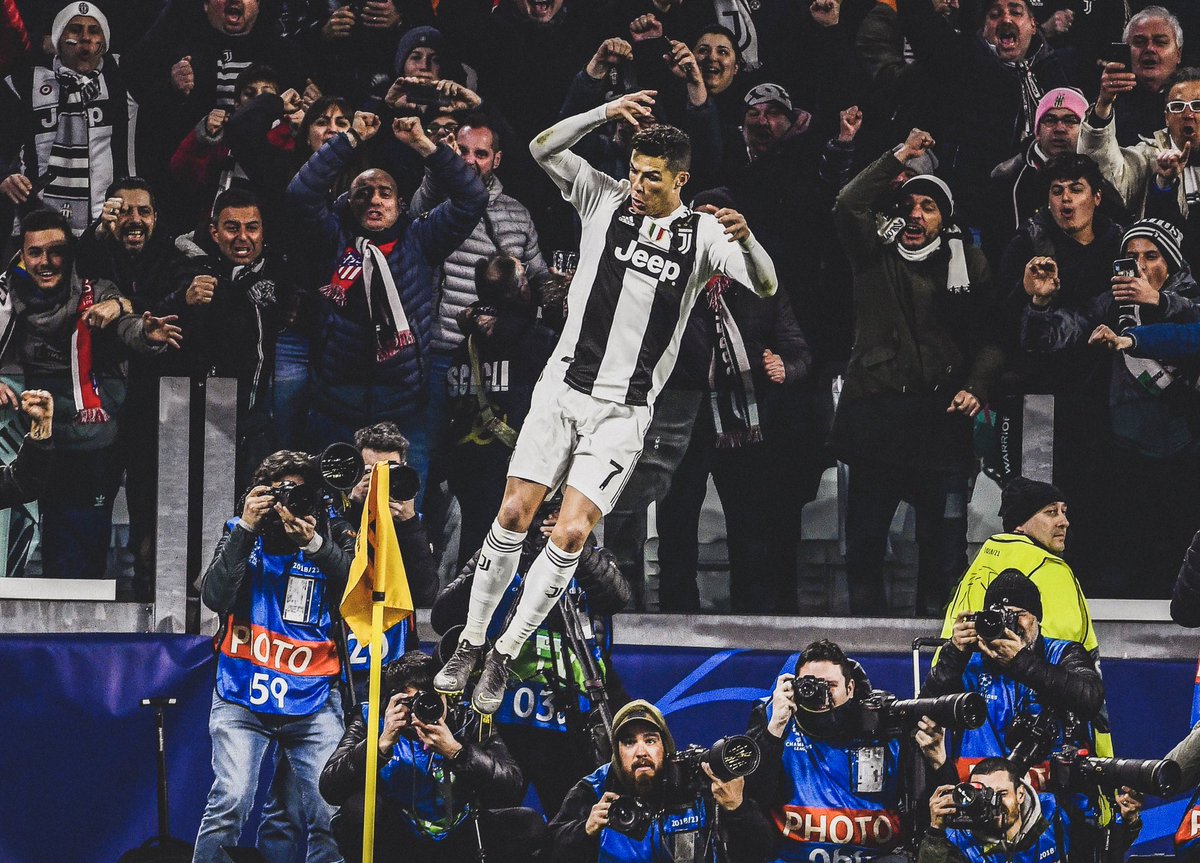 Sporf's tweet photo. 📉 2-0 down from the first leg.

👴 34 years of age.

🆚 One of Europe’s best defences.

⏰ 86th minute winner.

🎩 Scores a hattrick.

😱 Equals UCL record of 8 hattricks.

✅ @JuventusFC through to the QF’s.

🤩 Mr. Champions League. https://t.co/bSdsnBBTeM