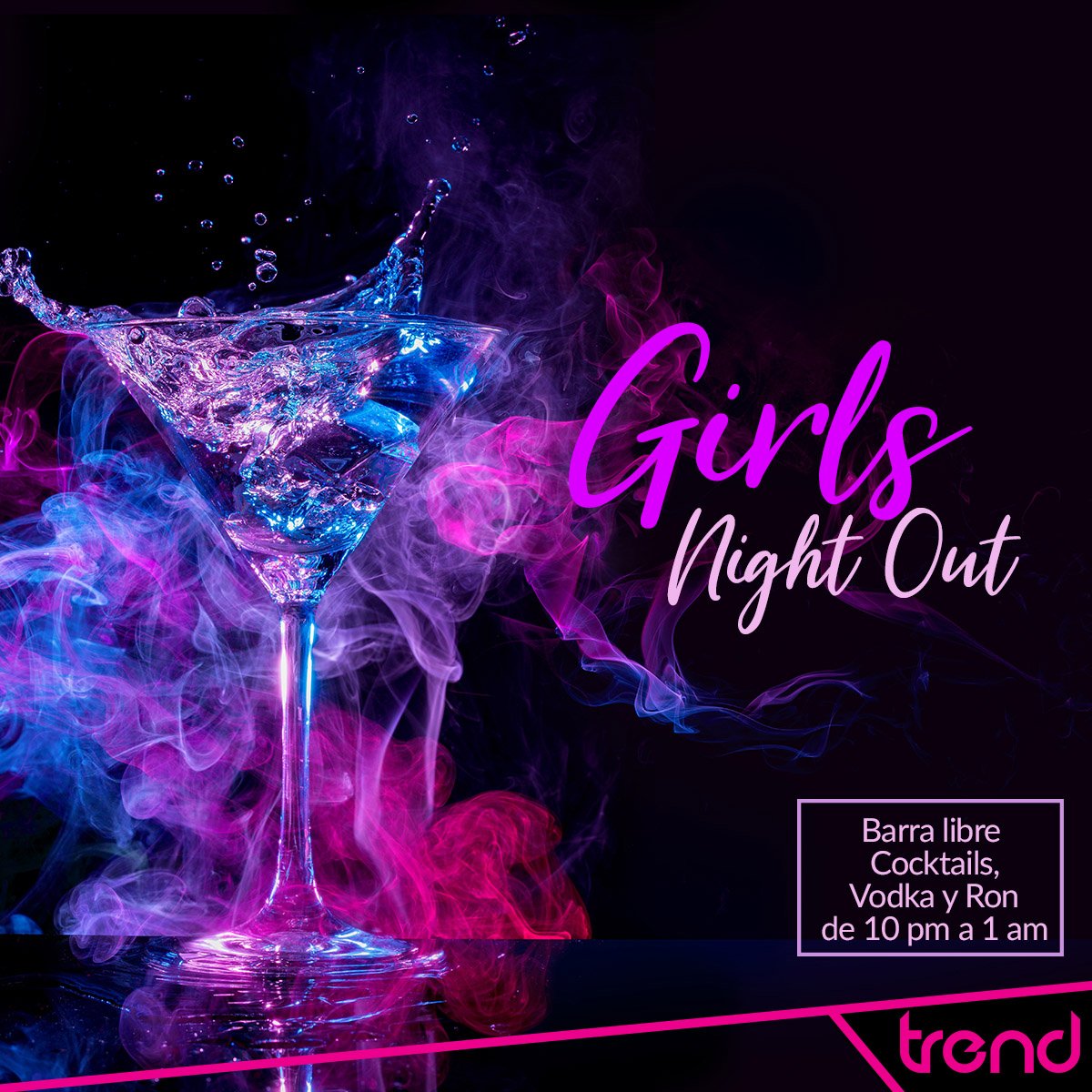 Trend_SV's tweet photo. MAÑANA ES NUESTRA GIRLS NIGHT, día perfecto para disfrutar de deliciosos CÓCTELES DE CORTESÍA de 10pm a 1am con tus amigas ¡Te esperamos! #trendsv #drinks #bar #ladiesnight https://t.co/fhXrbv98EU