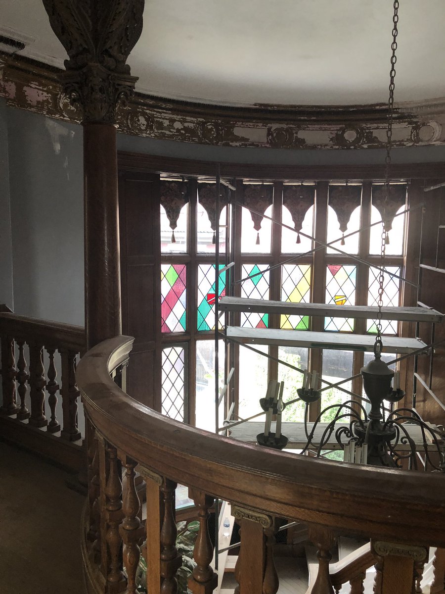 Tinkerstration's tweet image. Not to gum up your TL but here’s some pix of this historic mansion they were working on in August. That’s my dad in the orange💖