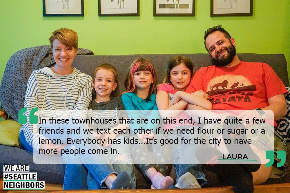In six days, let’s pass Citywide Mandatory Housing Affordability for people like Laura and Matt, a stay at home mom and rabbi raising their three children in a three-bedroom, non-profit housing development on First Hill.
Read Laura and Matt’s story here: seattleneighbors.org/#/lauraandmatt/