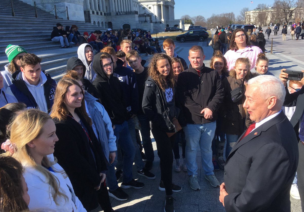 SonnyShiner's tweet photo. Seniors met with Indiana’s 6th district congressman, Greg Pence, on the Capitol steps.
#RepPence
@GregPenceIN https://t.co/MSr47OTK5c
