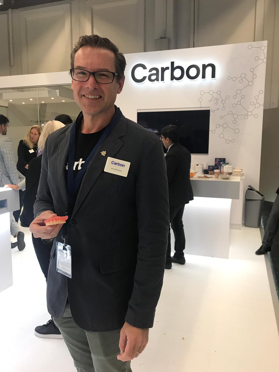 Carbon's tweet image. Day 1 at #IDSCologne ☑️ We exhibited our digital mfg. solution at our booth (Hall 2.2, Stand A-11) &amp;amp; @Carbon CDT Iain McFarlane presented the 5 stages of the #DigitalDenture process - photos below! Stop by tm for insightful speaking sessions from our customers. #IDS2019 #Dental