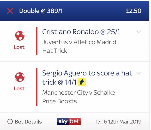 Matt_Fellows's tweet photo. @aguerosergiokun gets subbed off in the 64th minute whilst on a hat trick, Ronaldo scores an 86th min pen to get his hat trick. 15 mins or so more and I’m sure Aguero puts another away 😢 Would have returned £975! @SkyBet #Unlucky https://t.co/FoZQodBwWV