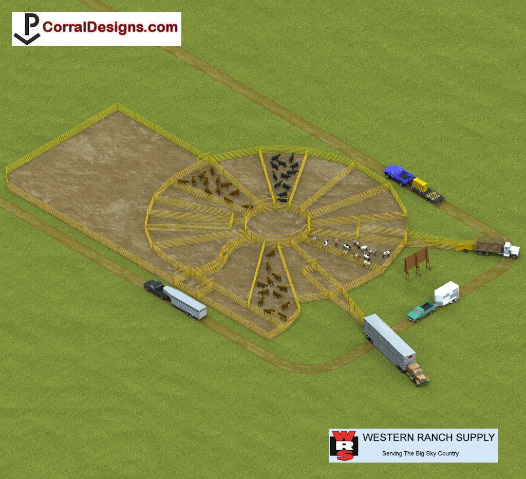 Corral System 7861 from CorralDesigns.com #Corrals #Rodeo #Stampede #Livestock #Cattle #Roping #Bison #Buffalo #Horses #Equine #Cowboy #Ranch #Farm #Country #Stalls #WRS #WesternRanchSupply