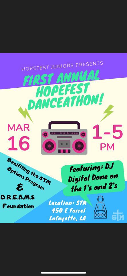 Hopefest2019's tweet photo. Our first ever Hopefest Dance Marathon is this Saturday @ 1-5!! Come support and show off your best moves! 💃🕺 https://t.co/mspIUYD3Mi