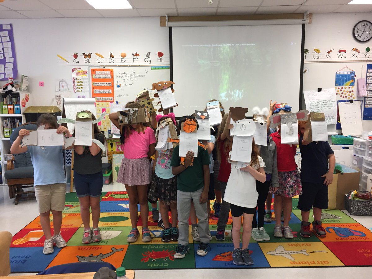 MrsBerlatsky's tweet photo. Our 10-4 Firsties were “wild” about sharing their Animal Puppet Book Reports with @Momof2FLGators’ friends! #VikingVoyage19 #peacelovefirst #pbCKLA #AnimalsHabitats https://t.co/NaNrfz2bxk