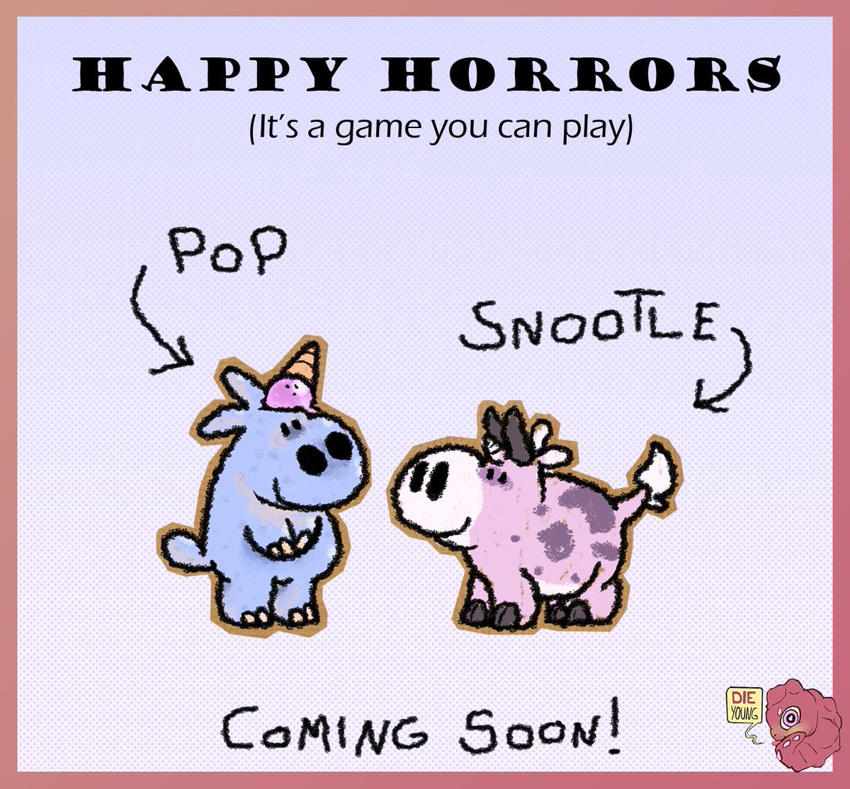 DieYoungStudios's tweet photo. Things are coming together! Meet the heroes of Happy Horrors. Pop and Snootle! #happyhorrors #gamedev #gamedevelopment #indiegame #dieyoung https://t.co/XUibjJ3Brm
