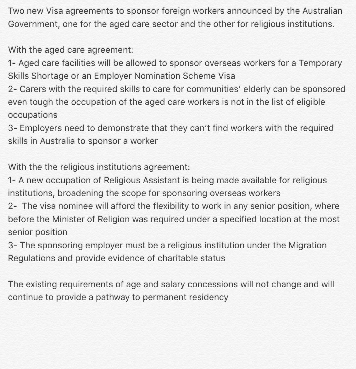 Two new visa agreements to sponsor foreign workers