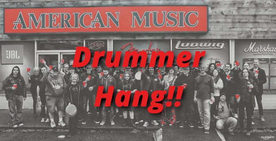 AmericanMusicWA's tweet photo. It's On!
Drummer Hang at @AmericanMusicWA 
March 30th - Noon-4. Snacks, drinks, gear, networking. Be here!
Sponsored by @shure 
Details - https://t.co/myymkAcEem https://t.co/5JgTkgfb8O