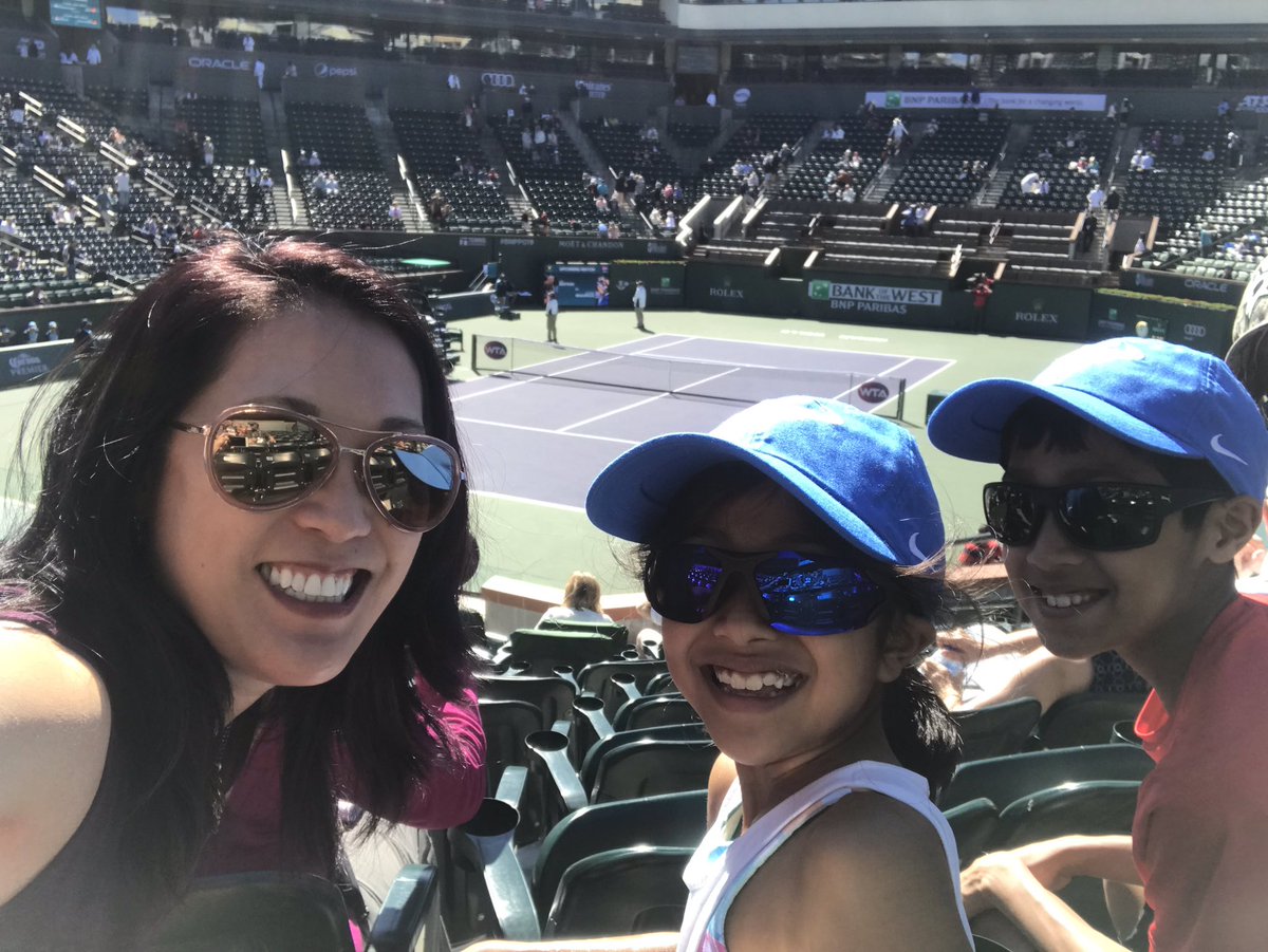 christineannho's tweet photo. Kids thrilled to watch the big 3 play! Tennis instead of skiing for spring break! #Stadium1 #BNPP019 https://t.co/rUnOJffYPm