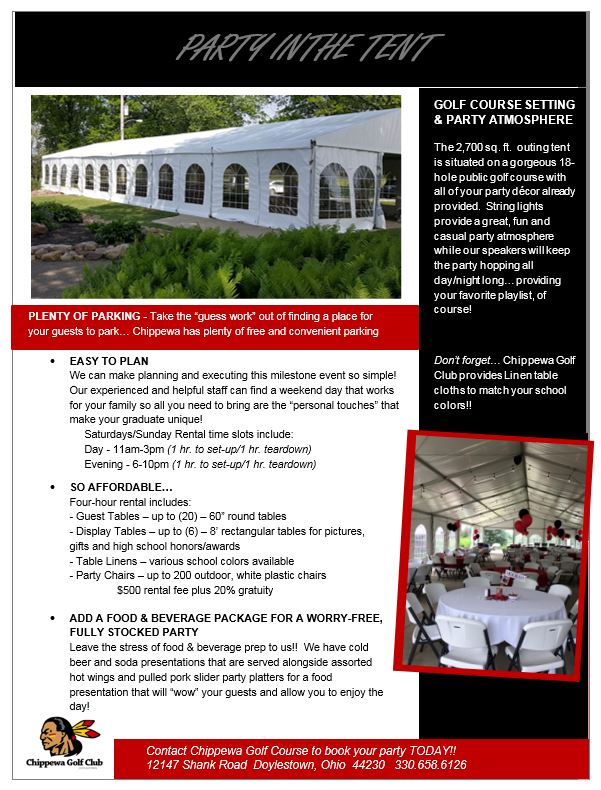 Looking for a place to host your graduation party? Look no further than Chippewa Golf Club! #seniors #gradparty #chippewagolf #Golf