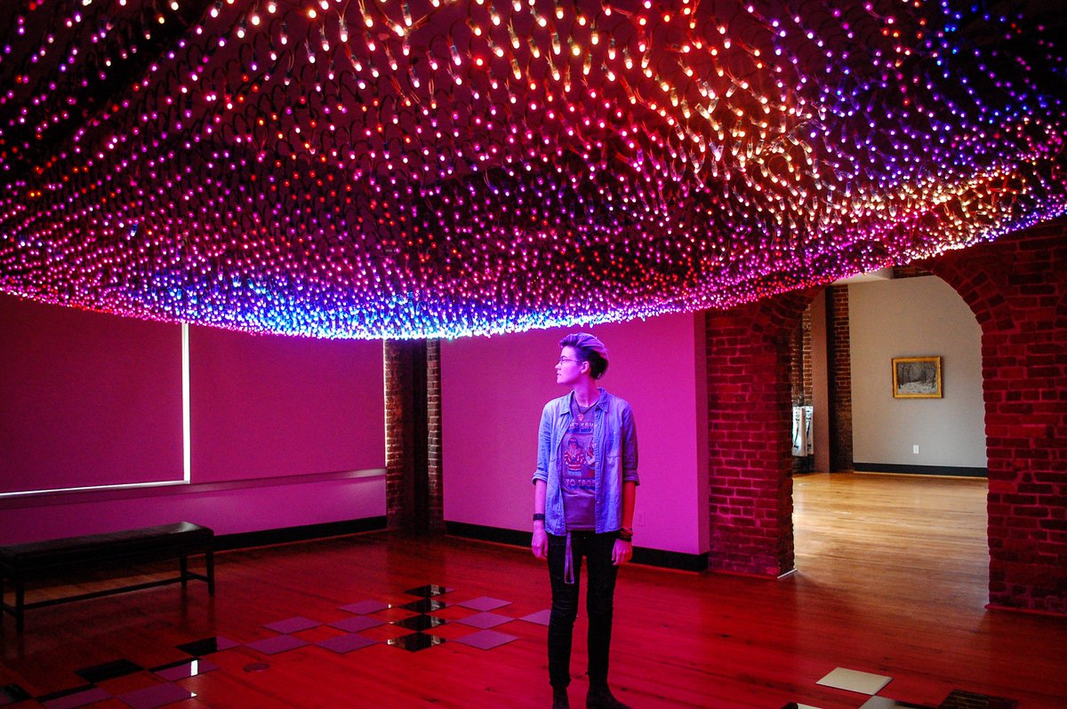 HackBerryLab's tweet photo. EventHorizon, the latest interactive art installation from Zane Cochran and developed in @HackBerryLab at @berrycollege is on display at the Mason-Scharfenstein Museum of Art at @PiedmontCollege. Huge thanks to assistant designers Mariah Kelly and Graham Widmann for their work! https://t.co/fO7HSgG1LL