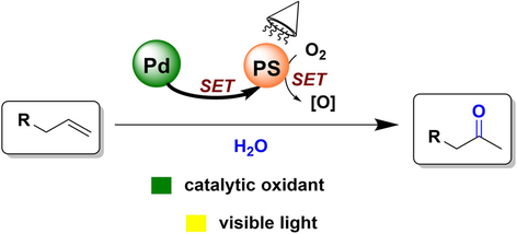 ChemCatChem's tweet photo. #Wacker-type oxidation of terminal #olefins to methyl ketones was catalyzed by a combined Pd/#photoredox catalytic system. Stoichiometric oxidants for oxidative Pd #catalysis were substituted with #SET processes @RWTH #KRICT @KCCkaust @tokyotech_en https://t.co/5BBtIkGa21 https://t.co/lb87Wo7G5D