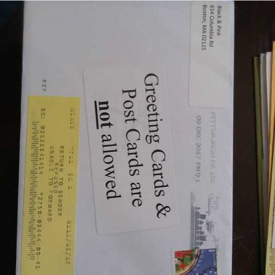 BLACKandPINKorg's tweet photo. I was checking a rule in the federal system mail policy. It doesn't sound thrilling but it's not boring at all because it's so enraging. Now I'm looking at rejection notices gritting my teeth #abolitionWRITEnow https://t.co/UrM2D0goQO