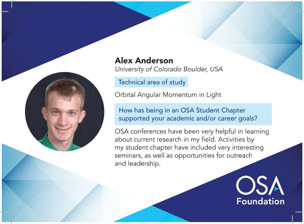 OpticaWorldwide's tweet image. Check out one of our latest #OSAStudentMembers from @CUBoulder, USA, who will be attending the #OSAStudentLeadership Conference. 
With world-renowned lecturers and worldwide members the #networking opportunities are endless!  
Learn more: ow.ly/2EMF30nqtrJ
