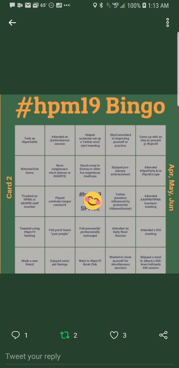 kathikibbles's tweet image. Okay I&apos;m here AND I&apos;ve got my #hpmBingo card all set. Thanks @Pallimed now #hpm19 can really begin!!!