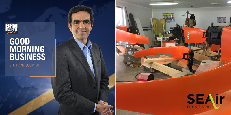 ForestRichard's tweet photo. [#SEAir] Je suis invité ce mercredi 13 mars à 7h15 par @ssoumier sur @bfmbusiness pour parler des innovations @SEAirFrance et de notre collaboration sur le premier concept boat foiler du @GroupeBeneteau https://t.co/Rx2d6qa0qS #BFMBusiness #staytuned #ReadytoFly #FlyingBoat https://t.co/CTfhW3ISEe