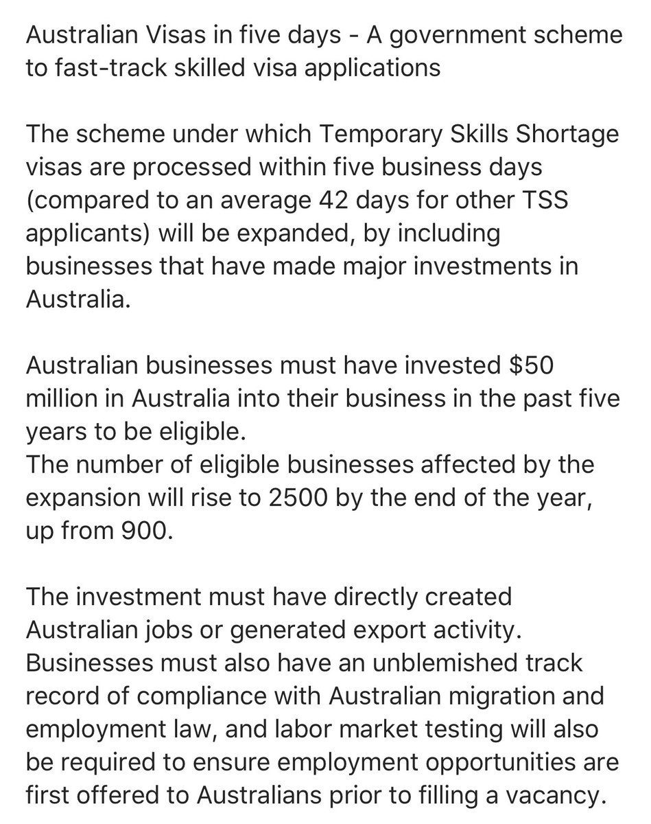 Australian skilled visa applications to be processed within five days.