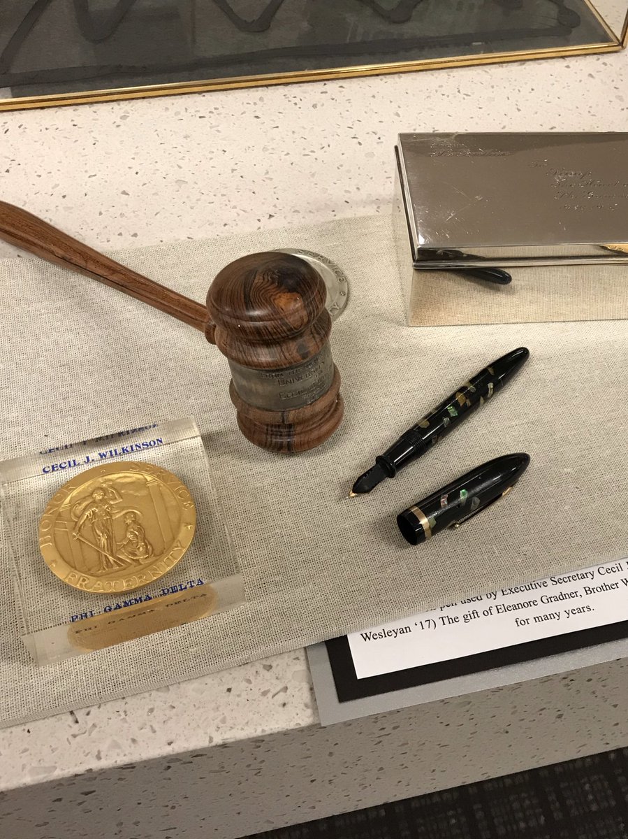 PhiGamArchives's tweet photo. The advance team has arrived for #ArchivesWeekend. Projects include cleaning the NY Club coat of arms, a display on our executive directors, digitization, and processing records from many chapters including @gtPhiGam, UGA, @UmaineFIJI https://t.co/Qomb5bZrC3