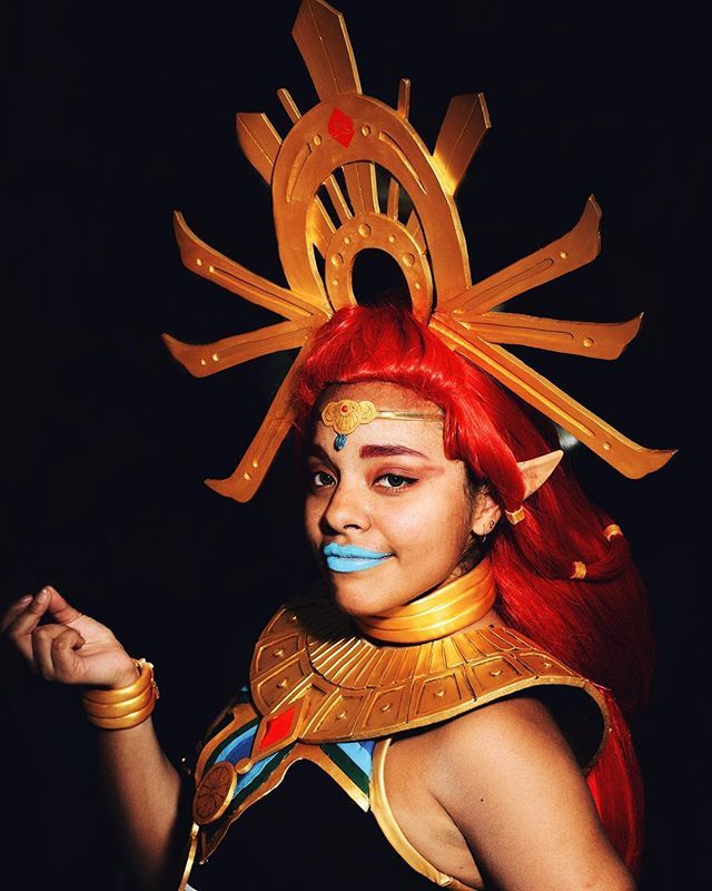 SoundSamK's tweet photo. For my next shot, feast your eyes upon this rarely-cosplayed character. This is a cosplay of Riju, the Chief of the Gerudo, from #thelegendofzelda #breathofthewild! Help me find the amazing cosplayer who put so much amazing effort into bringing this char… https://t.co/xyCjwkGlY9 https://t.co/ld9Lnnm257