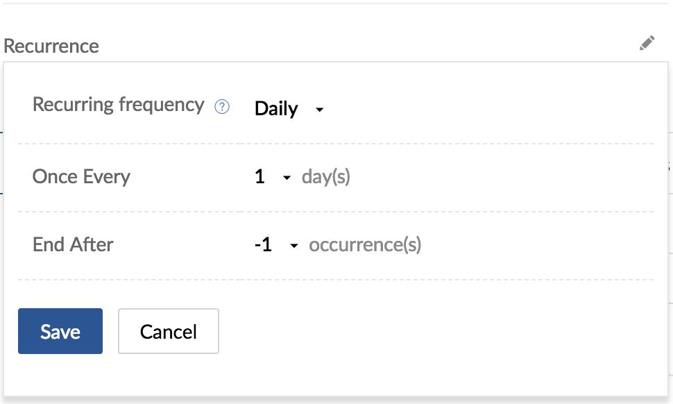 learnandunlearn's tweet image. Wow! @zohoprojects supports &quot;-1&quot; occurrences in the recurring task. @zohocares