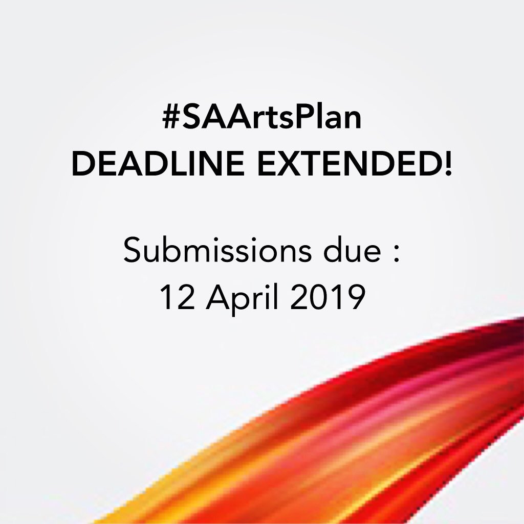 AICSAinc's tweet photo. The deadline for submissions to the new South Australian Arts Plan has been extended to 12 April 2019. Have your say on the arts in SA at https://t.co/drtb8YiKcf
#ArtsSouthAus #ArtsSA #ArtsSouthAustralia #SouthAustralianArt #SAArtsPlan #ArtsFunding #AICSA https://t.co/pr8Rp5r9V5