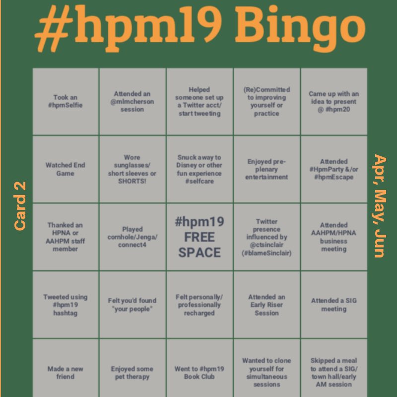 Pallimed's tweet image. 🍀 Back by popular demand! Select your card based on your birth month/qtr (eg b’day Jan-Mar pick card 1; Oct-Dec=card 4). Save/screenshot “your” card, mark it up, get engaged &amp;amp; have fun! Post your #hpm19 successes w #hpmBingo 🍀