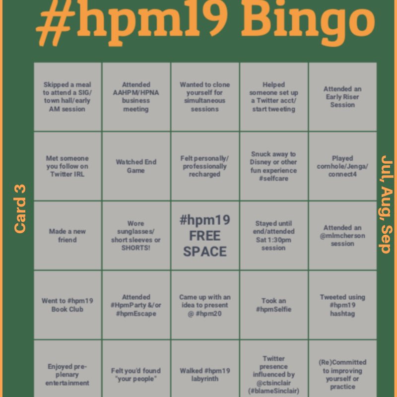 Pallimed's tweet image. 🍀 Back by popular demand! Select your card based on your birth month/qtr (eg b’day Jan-Mar pick card 1; Oct-Dec=card 4). Save/screenshot “your” card, mark it up, get engaged &amp;amp; have fun! Post your #hpm19 successes w #hpmBingo 🍀