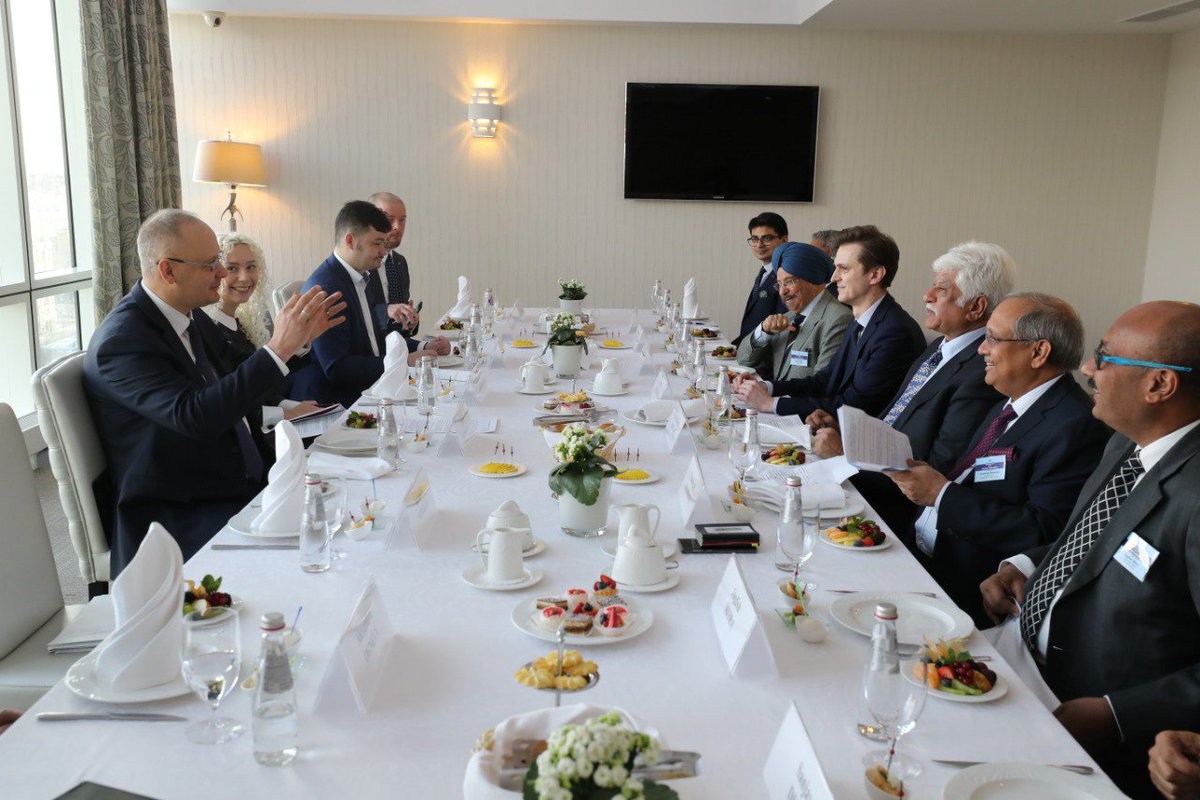 IndEmbMoscow's tweet photo. The delegation also met with Mr. Anton #Kobyakov, Adviser to President of the Russian Federation and Chairman of the Managing Committee of Roscongress Foundation.
#CII https://t.co/Om0GRZ6jwp