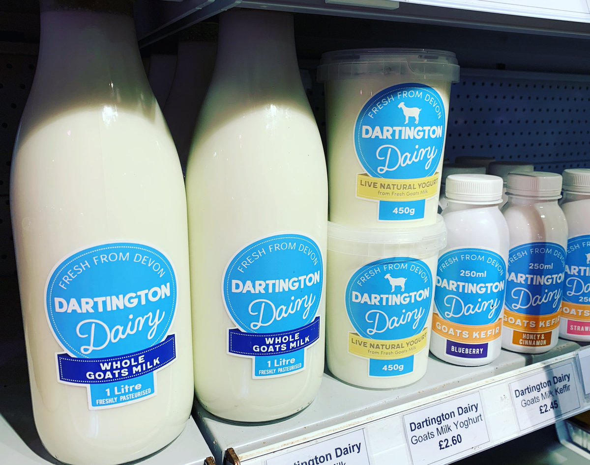 New to Allington - <a href="/DartingtonDairy/">Dartington Dairy</a> Goats Milks!
Including:
Whole Milk
Live a natural Yogurt 
Flavoured Kefir  
Jon &amp; Lynne Perkin’s dairy goat herd are loved and cared for on the Dartington estate in Devon, allowing them to produce the highest quality milk.