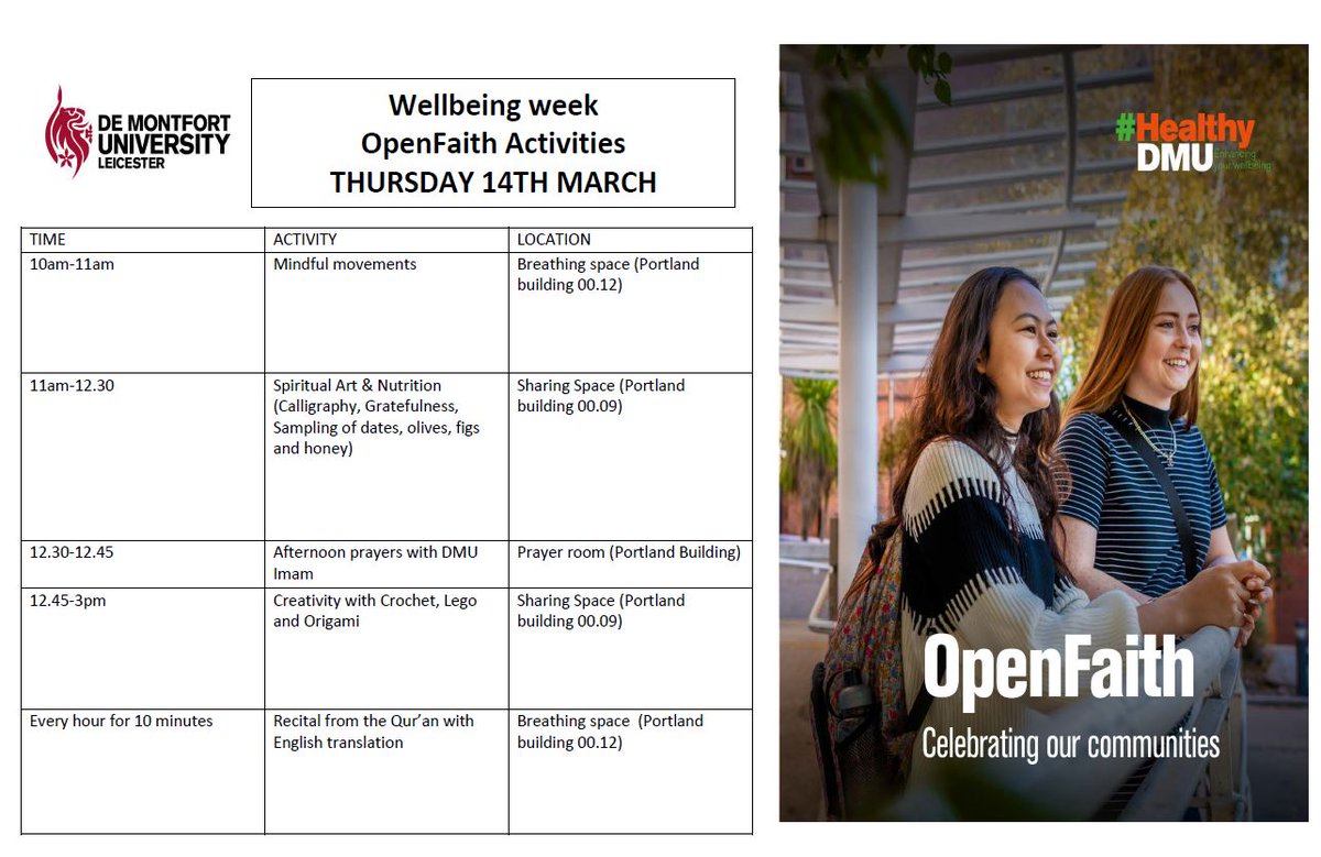 Mej (@mejhussein) on Twitter photo Join us for some OpenFaith Arts & Spirituality <a href="/dmuleicester/">dmuleicester</a> breathing space tomorrow, there will also be some free nutritious food to help boost your Mind Body and Soul! #HealthyDMU @ActivitiesDSU @demontfortsu @DMU_Disability <a href="/DMUGateway/">DMU Student Support π</a> <a href="/dmu_mandala/">DMUisitOK?</a> <a href="/dmumentalhealth/">DMU Mental Health</a> <a href="/DMU_Imam/">DMU Imam</a> Join us for some OpenFaith Arts & Spirituality <a href="/dmuleicester/">dmuleicester</a> breathing space tomorrow, there will also be some free nutritious food to help boost your Mind Body and Soul! #HealthyDMU @ActivitiesDSU @demontfortsu @DMU_Disability <a href="/DMUGateway/">DMU Student Support π</a> <a href="/dmu_mandala/">DMUisitOK?</a> <a href="/dmumentalhealth/">DMU Mental Health</a> <a href="/DMU_Imam/">DMU Imam</a>
