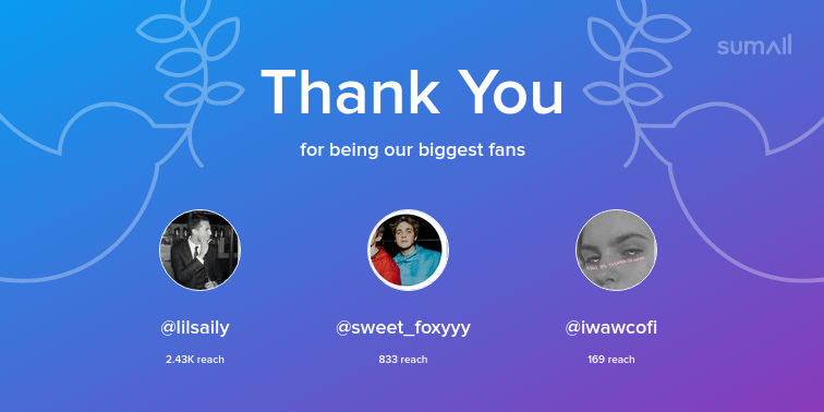 markgeev's tweet image. Our biggest fans this week: @lilsaily, @sweet_foxyyy, @iwawcofi. Thank you! via sumall.com/thankyou?utm_s…
