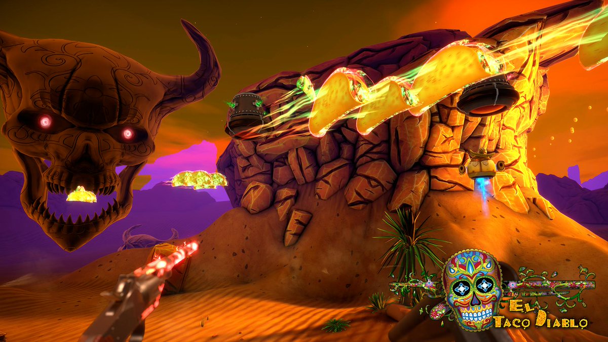 IndieDB's tweet photo. El Taco Diablo is a short, intense first-person shooter inspired by Devil Daggers, and it's out now on Steam https://t.co/vEuTfF8QdQ @tacodiablogame https://t.co/lMjK1GjSmC