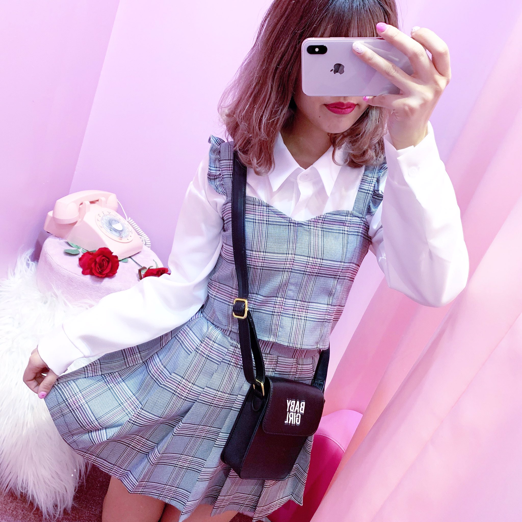 W C Shibuya109店スタッフコーデ 大人気のグレンチェック柄 フリルビスチェとプリーツスカパンを セットアップで着てガーリーコーデに どっちも着回しもきいて ひとつ持っておくとおしゃれ上級者に グレンチェックビスチェ 3 229 税込