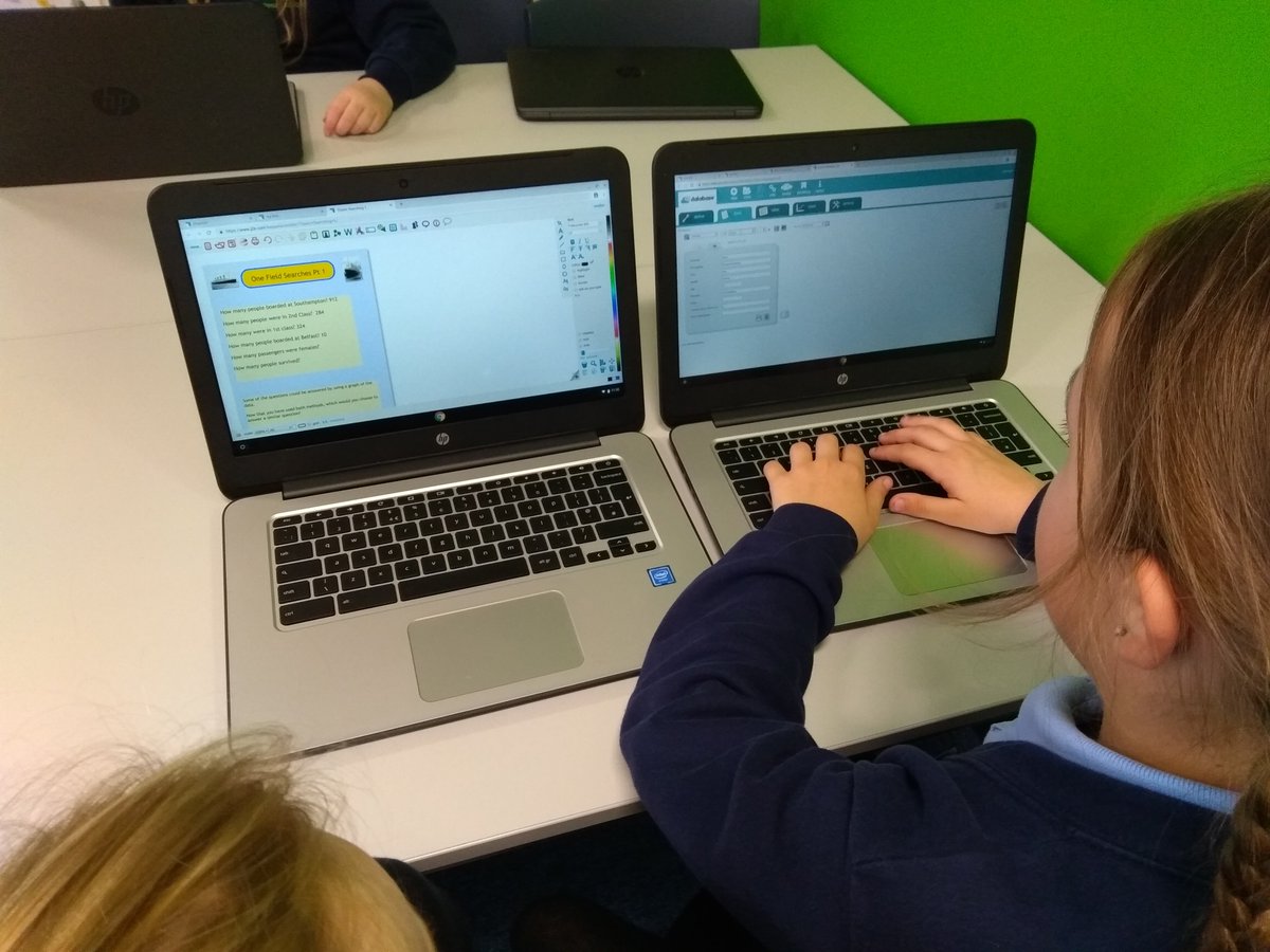 WrightICT's tweet photo. 2, or more, field searches using #J2Database to find out information about The Titanic's passengers. Some pupils forming their own questions to answer. Great stuff Y4 @KingswoodParksP. Smart paired work too. https://t.co/e1Hga9iNq3