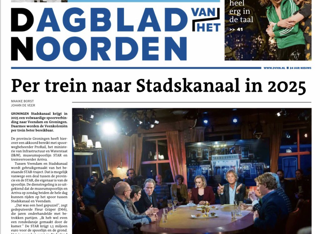 StienekevanderGraaf (@stienekevdgraaf) on Twitter photo De trein naar Stadskanaal gaat rijden! Dat is heel goed nieuws voor al die scholieren en werkenden die dagelijks vanuit Stadskanaal e.o. richting Groningen reizen! <a href="/christenunie/">ChristenUnie</a> heeft zich hier jarenlang voor ingezet. Compliment voor allen die hieraan hebben bijgedragen. De trein naar Stadskanaal gaat rijden! Dat is heel goed nieuws voor al die scholieren en werkenden die dagelijks vanuit Stadskanaal e.o. richting Groningen reizen! <a href="/christenunie/">ChristenUnie</a> heeft zich hier jarenlang voor ingezet. Compliment voor allen die hieraan hebben bijgedragen.