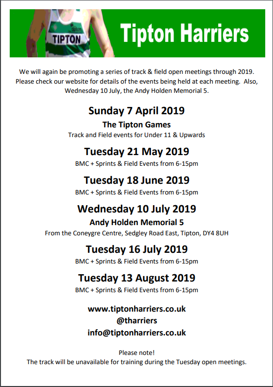 Looking good for the summer open meets, the <a href="/DERBYRUNNER/">The Derby Runner</a> will again be in attendance for any of your last minute needs, and if you contact before will only be too pleased to bring items along. Along with the <a href="/BritishMilers/">British Milers' Club</a> events its going to be a great summer of competition.