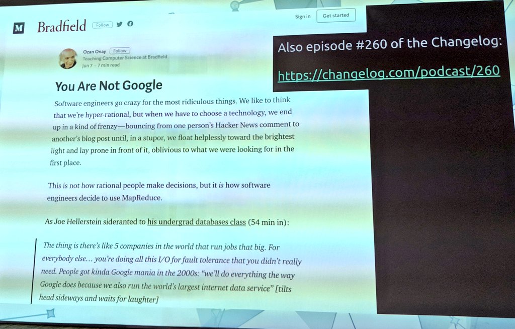 schlomoschapiro's tweet photo. Björn Rabenstein of @SoundCloud talking about SRE and DevOps at #DOG19 #DevOpsGathering2019 @DevOpsGathering
Remember that you are not #Google https://t.co/sl4vlh4wjg https://t.co/YrJ9SlYIV2