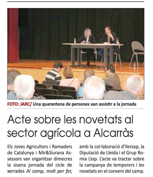 MiriSiurana's tweet photo. El diari @SEGREcom i @LaManyanacat també van fer ressó de l'última jornada "Al camp, molt per fer", a Alcarràs. 📢Demà t'esperem a les 19:15h amb una jornada més a la sala d'actes de l'Ajuntament d'Alguaire!
@JARC_COAG #MiriSiurana @GRUPROMIALLOP
@DiputacioLleida #Ilersap https://t.co/B3DJESJh9j