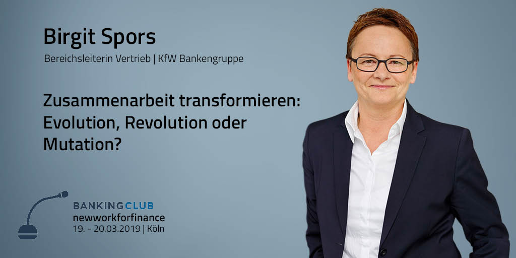 Wie soll die vielbeschworene #Transformation der #Arbeit ablaufen? Dieser Frage widmet sich Birgit Spors, Bereichsleiterin Vertrieb der <a href="/KfW/">KfW Bankengruppe</a>, bei #bcnewwork19 (19.+20.3.). Jetzt noch ein Ticket ergattern unter: bankingclub.de/events/newwork… | #Personal #newwork #HR #Führung