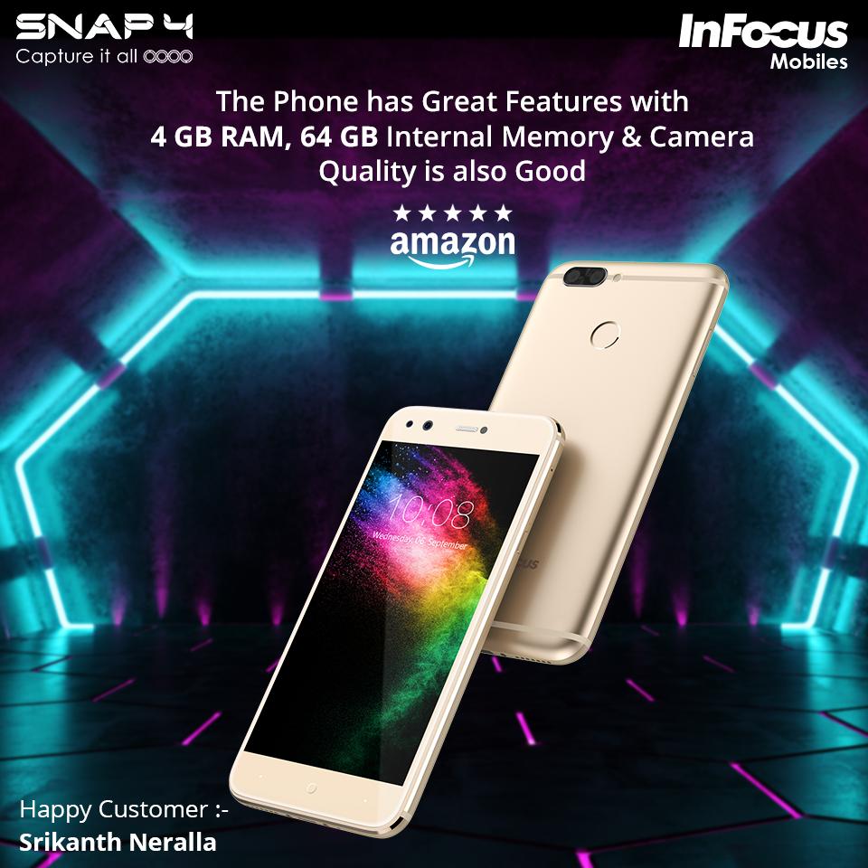 InFocus_IN's tweet image. #Snap4Review                                                                                                        Thank You Srikanth Neralla, we are glad to hear that you liked it. Customer like you are the reason for motivation to us. #InFocusSmartphone will keep giving best.